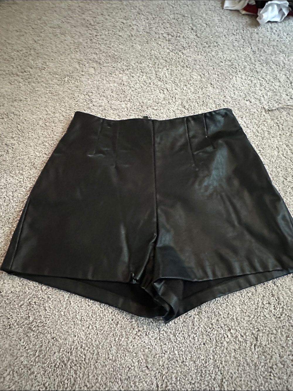 Express High-Rise Black Faux Leather Women's Shorts